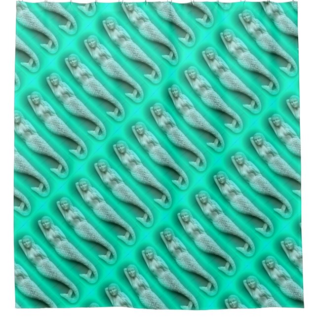 Rideaux De Douche motif de sirènes vertes (Devant)