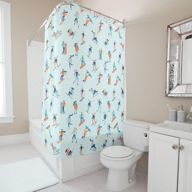 Rideaux De Douche Motif de sports d'hiver (En situation)