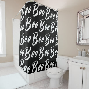Rideaux De Douche Motif de texte de livre noir et blanc d'Halloween
