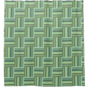 Rideaux De Douche Motif de tissage à rayures vert olive