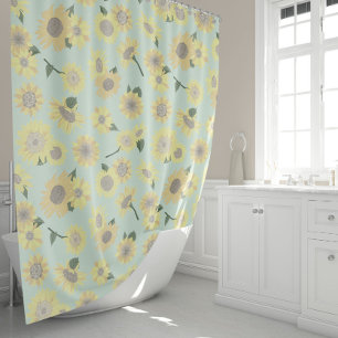 Rideaux De Douche Motif de tournesol bleu blanc