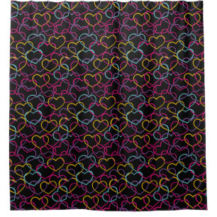 Rideaux De Douche Motif de Valentine avec des coeurs de couleur