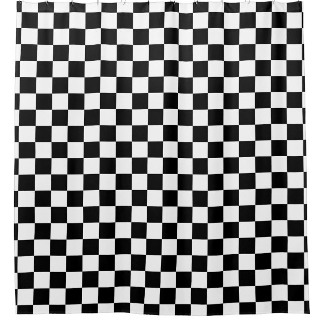 Rideaux De Douche Motif de vérification noir et blanc (Devant)