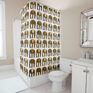 Rideaux De Douche Motif d'éléphant Brown neutre