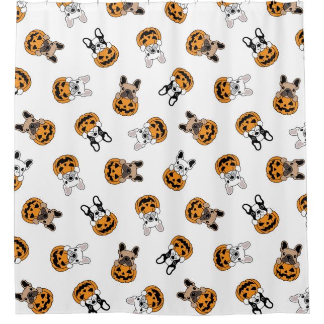 Rideaux De Douche Motif des Bulldogs d'Halloween (Devant)