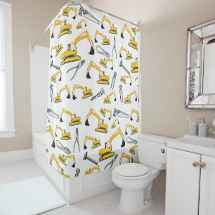 Rideaux De Douche Motif des camions et des outils de construction de