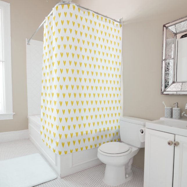 Rideaux De Douche Motif des Coeurs Jaunes mignons (En situation)