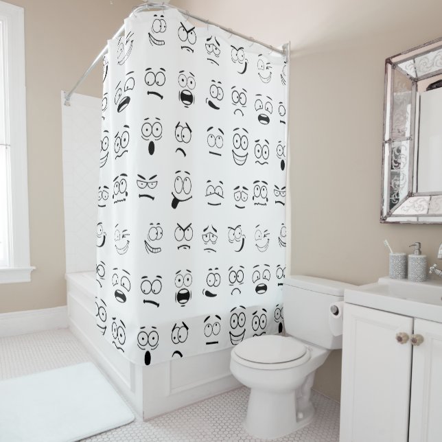 Rideaux De Douche Motif des expressions face à Emoji (En situation)