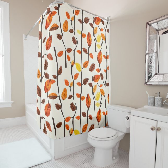 Rideaux De Douche Motif des feuilles de chute (En situation)