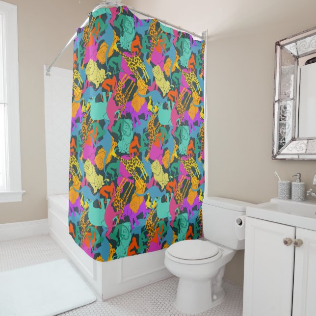 Rideaux De Douche Motif des silhouettes animales (En situation)