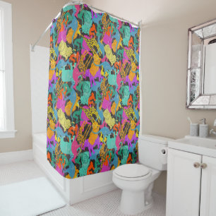 Rideaux De Douche Motif des silhouettes d'animaux rétro
