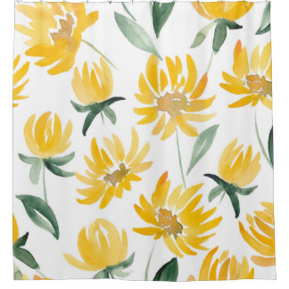 Rideaux De Douche Motif d'été feuille de fleurs jaunes