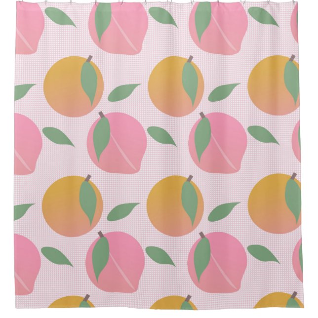 Rideaux De Douche Motif d'été rose fruit orange pêche (Devant)