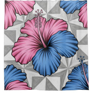 Rideaux De Douche Motif d'Hibiscus Tropical Côtier (6)