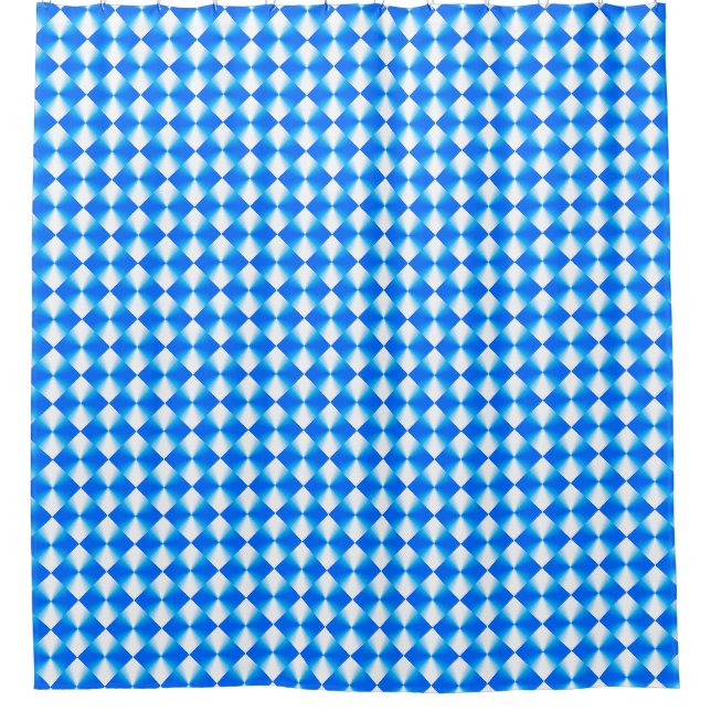 Rideaux De Douche Motif Diamant bleu et blanc (Devant)