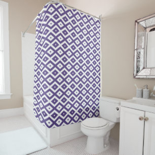 Rideaux De Douche Motif diamant ultra violet et blanc