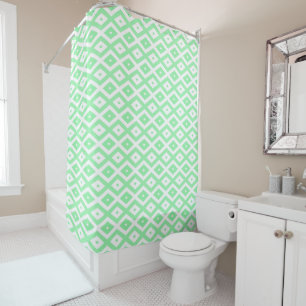 Rideaux De Douche Motif diamant vert et blanc