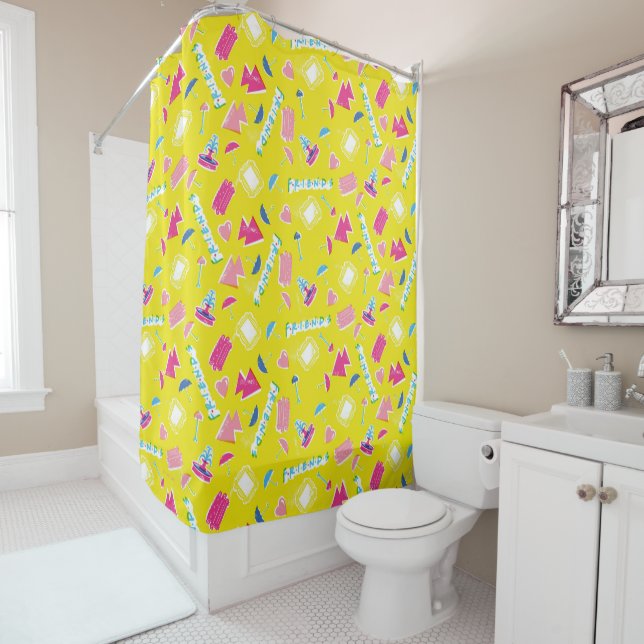 Rideaux De Douche Motif d'icône Neon FRIENDS™ (En situation)
