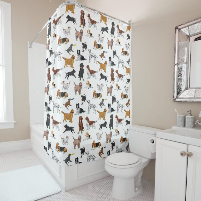 Rideaux De Douche Motif d'illustrations de chiens mignons (En situation)