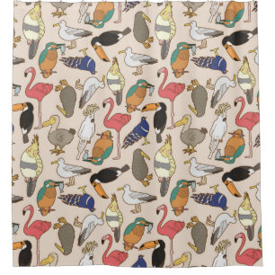 Rideaux De Douche motif d'oiseaux transparent