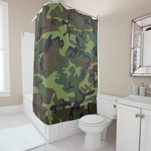 Rideaux De Douche Motif du Camouflage Vert, Motif militaire, Armée (En situation)