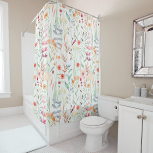 Rideaux De Douche Motif du jardin de fleurs Pastel