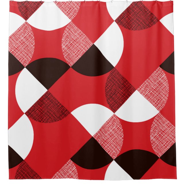 Rideaux De Douche Motif dynamique en diagonale texturée rouge (Devant)