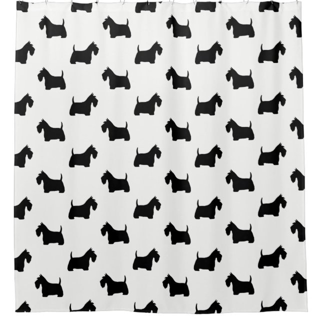 Rideaux De Douche Motif écossais Terrier Silhouettes (Devant)
