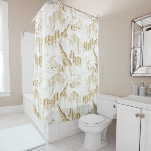 Rideaux De Douche Motif élégant Gold Jungle Wild Animaux