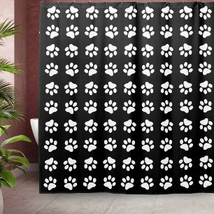Rideaux De Douche Motif Empreinte de patte noir et blanc moderne