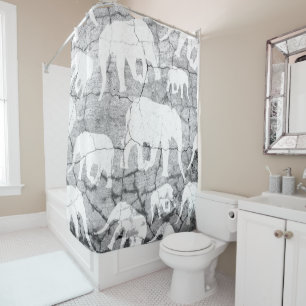 Rideaux De Douche Motif en béton éléphant