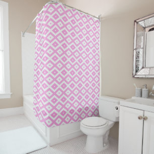 Rideaux De Douche Motif en diamant rose et blanc