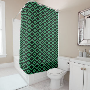 Rideaux De Douche Motif en diamant vert et noir