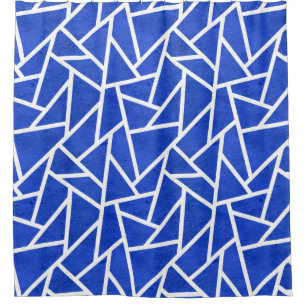 Rideaux De Douche Motif en mosaïque bleue et blanche