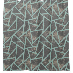 Rideaux De Douche Motif en mosaïque vert pâle et gris