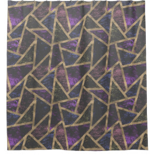 Rideaux De Douche Motif en mosaïque violet et or