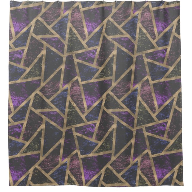 Rideaux De Douche Motif en mosaïque violet et or (Devant)