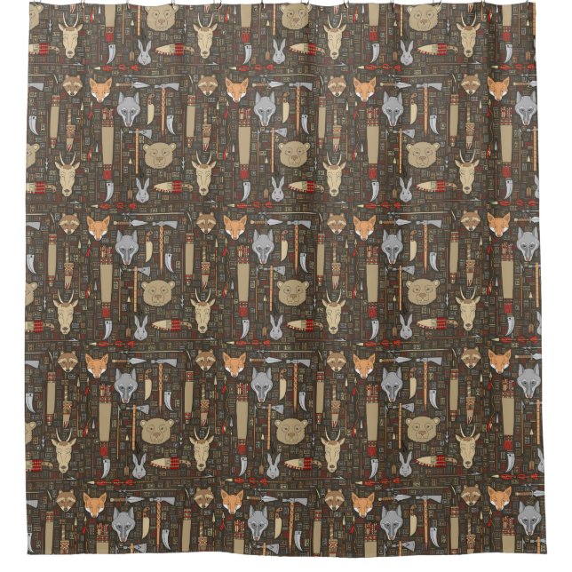 Rideaux De Douche Motif ethnique de chasse (Devant)