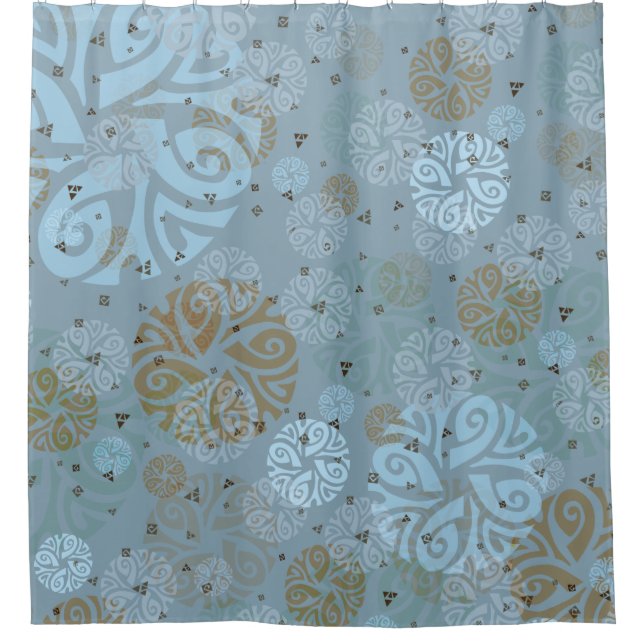Rideaux De Douche Motif ethnique élégant bleu ardoise (Devant)