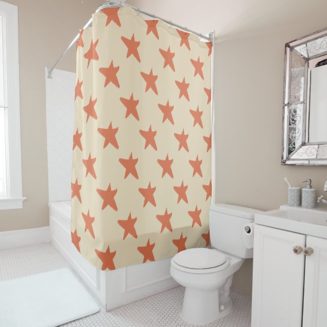 Rideaux De Douche Motif étoile mignonne Orange (En situation)