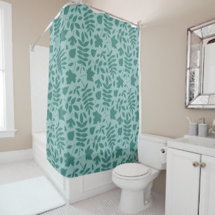Rideaux De Douche Motif Feuille déchiré Mid sur Lt Turquoise