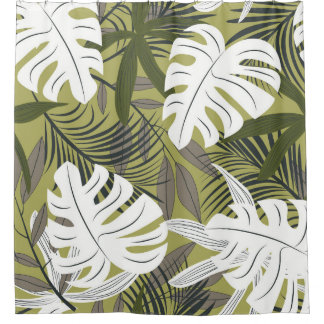 Rideaux De Douche Motif Feuille tropical dynamique
