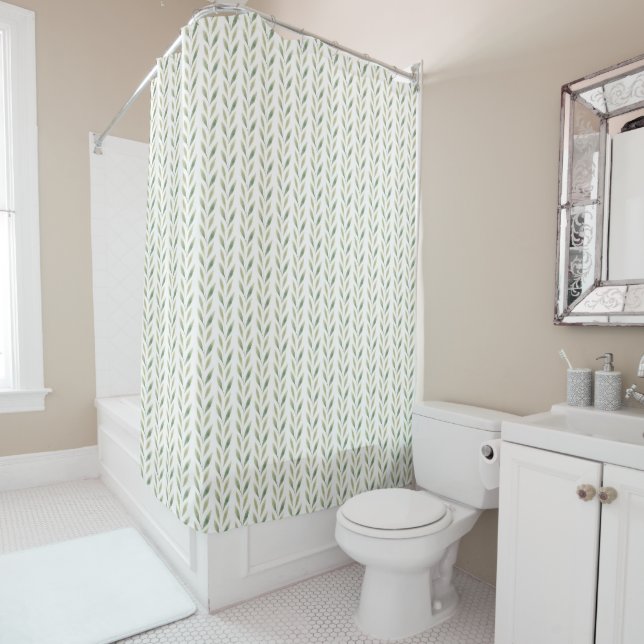 Rideaux De Douche Motif Feuille verte (En situation)