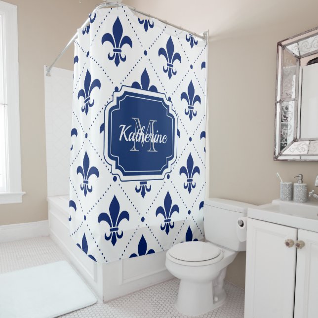Rideaux De Douche Motif Fleur-de-lis (En situation)