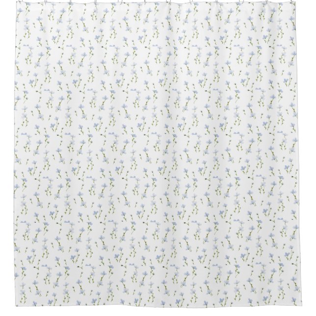 Rideaux De Douche Motif Fleur sauvage bleu aquarelle (Devant)