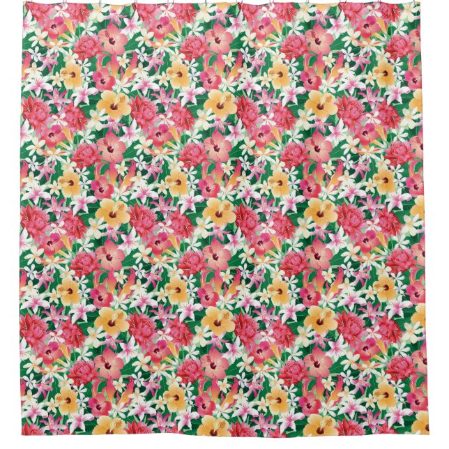 Rideaux De Douche Motif floral 2 de ketmie tropicale (Devant)
