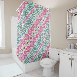 Rideaux De Douche Motif floral bohème dessin de mosaïque aquarelle