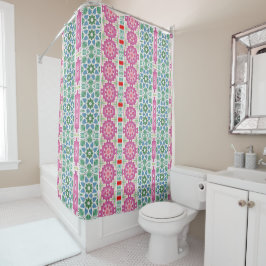 Rideaux De Douche Motif floral bohème Mosaïque aquarelle