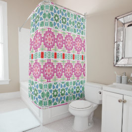 Rideaux De Douche Motif floral bohème Mosaïque aquarelle