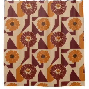 Rideaux De Douche Motif floral botanique bohème d'automne